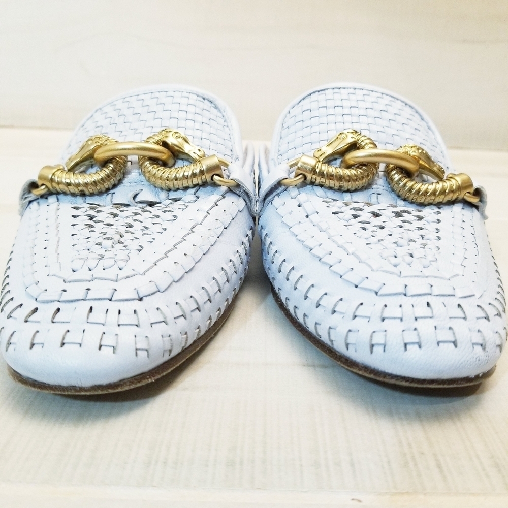 {6M} Tory Burch Jessa Woven Backless Loafer Icy Blue - Picture 3 of 15